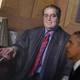 President Barack Obama passes a portrait of Justice Antonin Scalia after paying respects as Scalia’s body lies in repose at the U.S. Supreme Court Building in Washington, D.C., on Feb. 19, 2016.
BRENDAN SMIALOWSKI/AFP/Getty Images